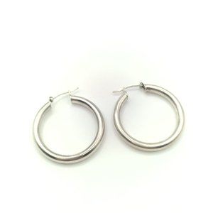 Sterling Silver 925 Stamped 1.25 Inch Tube Hoop Earrings